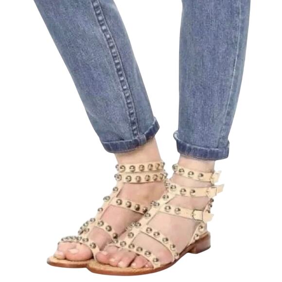 NIB Sam Edelman Eavan Studded Gladiator Sandal in Natural Sand Size 9W - Picture 1 of 15